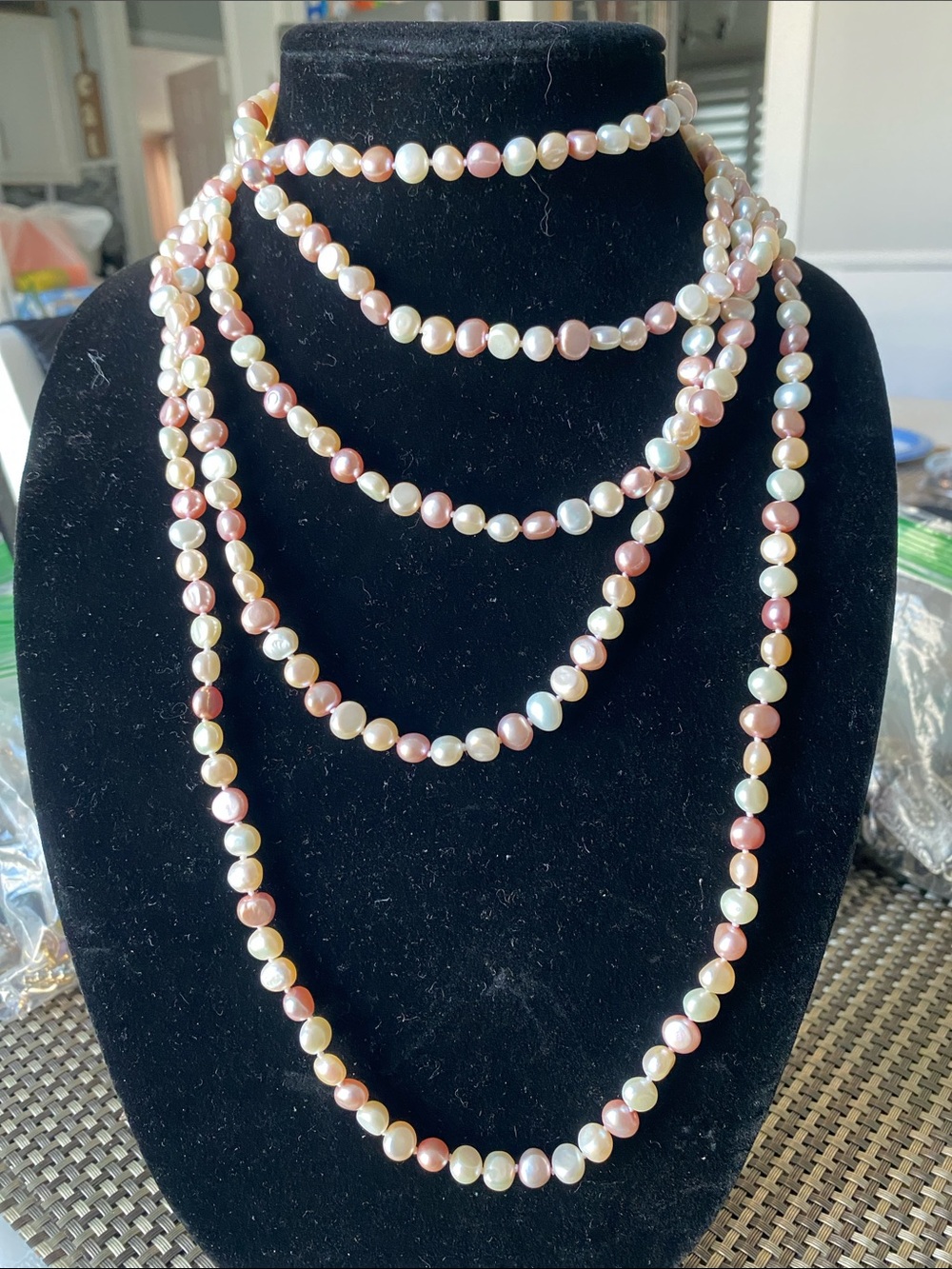 Multi-Strand Pink and Ivory Pearl Necklace — Elegant Women’s Layered Jewelry